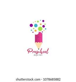 Preschool, kindergarten, playgroup logo icon design template. Children school vector illustration