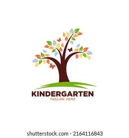 Preschool kindergarten playgroup logo icon design template 
