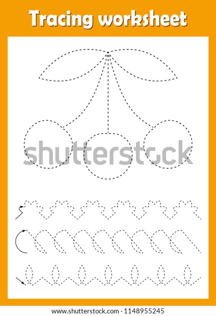 Preschool Kindergarten Tracing Worksheet Dashed Lines Stock Vector