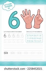 Preschool Learning Number Six Worksheet