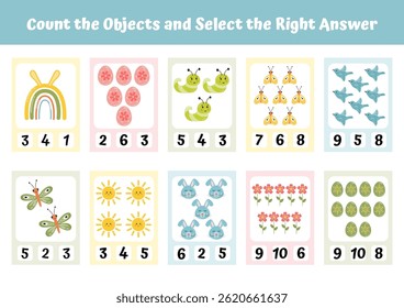 Preschool math, counting to 10. Mathematic activities for kids. Educational games kindergarten. Preschool homeschooling. Learning math pages. Teacher resources. Counting for toddlers. Early education.