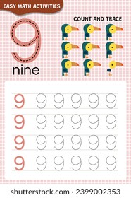 Mathematik-Arbeitsblatt für Vorschulen mit 1 bis 10 Übungen.