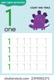 Preschool math worksheet counting 1 to 10 practice.