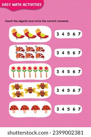 Preschool math worksheet counting 1 to 10 practice.