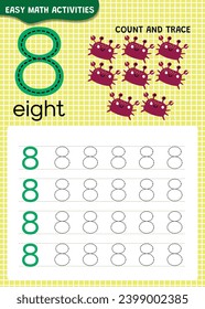Preschool math worksheet counting 1 to 10 practice.