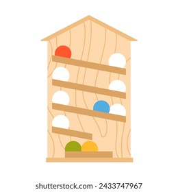 Preschool montessori education. Colorful wooden games for kids cartoon vector illustration
