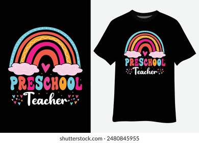 Preschool Rainbow Preschool Pre-K Teacher Back To School T-Shirt