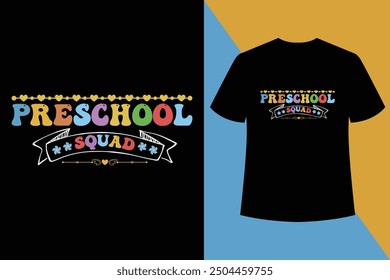 Preschool Squadbalck t shirt design,Back to school t shirt design vector, typography template. Welcome Back to My First Day of Shirt Design. Back to school t-shirt design with motivational quote.