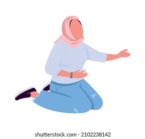 Preschool teacher semi flat color vector character. Sitting figure. Full body person on white. Casual woman isolated modern cartoon style illustration for graphic design and animation
