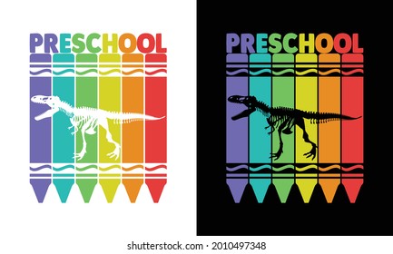 Preschool T-Shirt with colorful lettering and arrow makes a cute shirt for preschool teachers, preschooler boys and girls, students, parents or school faculty