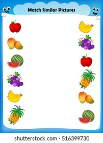 preschool worksheet kids matching similar fruits stock vector royalty free 516399730