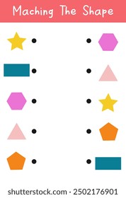 Preschool worksheet matching the colorful shape. Educational worksheet for kids.