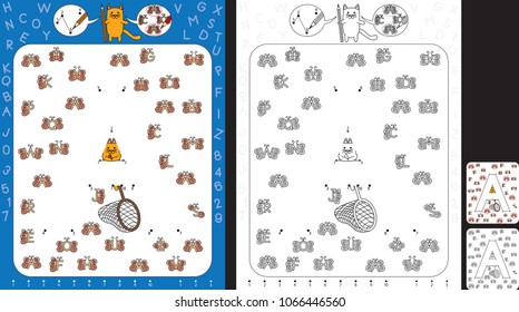 Preschool worksheet for practicing fine motor skills and recognising numbers and letters - connect the dots by number - circle all butterflies with letter A
