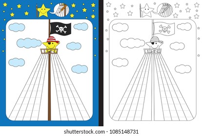 Preschool worksheet for practicing fine motor skills - tracing dashed lines of rope ladder