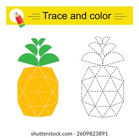 Preschool worksheet for practicing fine motor skills. Cartoon pineapple. 