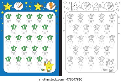 Preschool worksheet for practicing fine motor skills - tracing dashed lines