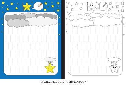 Preschool worksheet for practicing fine motor skills - tracing dashed lines