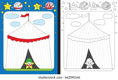 Preschool worksheet for practicing fine motor skills - tracing dashed lines - finish the illustration of the robot