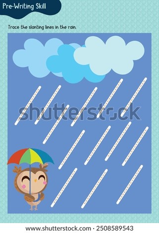 Preschool worksheet for practicing fine motor skills - tracing dashed lines