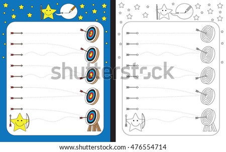 Preschool worksheet for practicing fine motor skills - tracing dashed lines