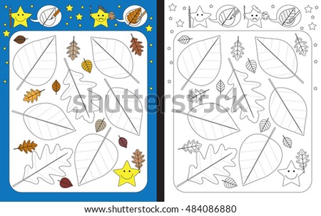 Preschool worksheet for practicing fine motor skills - tracing dashed lines