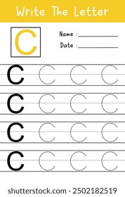 Preschool worksheet trace the ABC or alphabet.Kindergarten letters worksheets alphabet trace. Educational worksheet for kids. Writing Practice. 