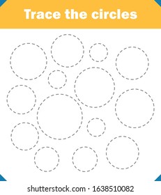 Preschool Worksheet Trace Circles Color Tracing Stock Vector (Royalty ...