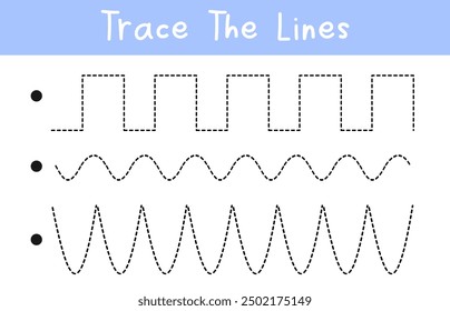 Preschool worksheet trace the lines. Educational worksheet for kids.