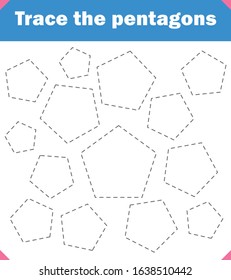 Preschool worksheet trace the pentagons and color. Tracing Worksheet. 