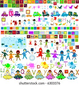 mundo preescolar - colección de elementos de diseño para niños