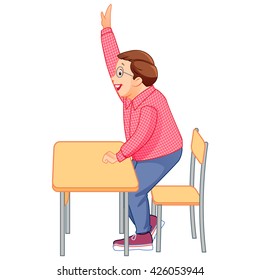 Preschoolers raising their hands in class - Vector