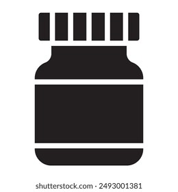Prescription bottle black icon. vector illustration.
