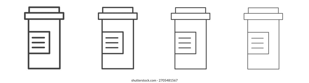 Prescrição garrafa ícone vetor coleção, modelo de logotipo de ilustração em linha fina moda estilo de traços editáveis.