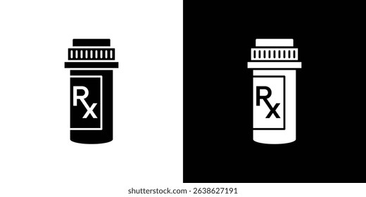 Prescription bottle icon Vector in flat style. Collection silhouettes