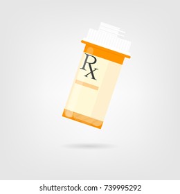 Prescription Bottle With Pills. Medical Clipart Isolated On White Background