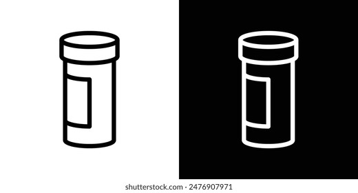 Icono del vector de la botella de la prescripción fijado en el fondo blanco.