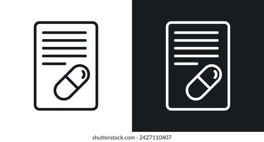 Prescription and capsule icon designed in a line style on white background.