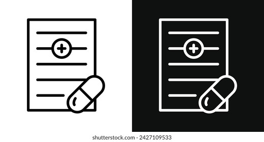 Prescripción y conjunto de iconos de la cápsula. Ilustración de vector