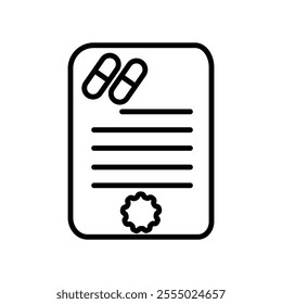 Prescription and capsule icon Symbol mark in Outline style