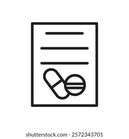 Prescription and capsule icon Vector flat thin line illustration