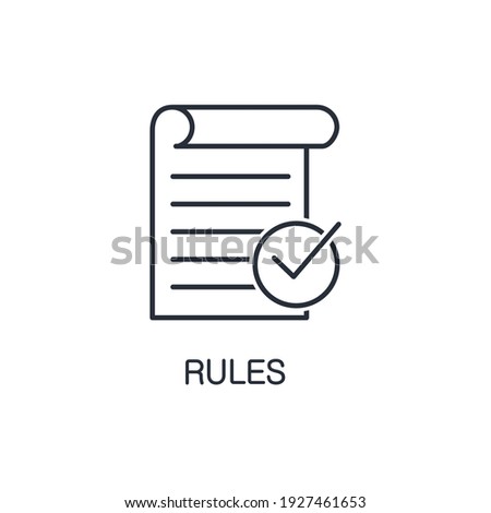 A prescription with a check mark. Document with Rules. Vector Linear Icon Isolated on White Background.