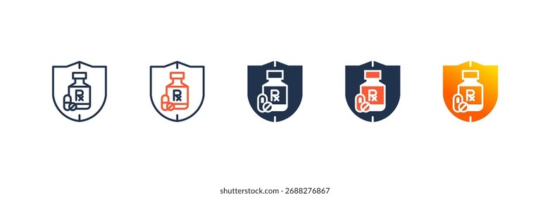 ícone Cobertura de prescrição definir coleção de vários estilos