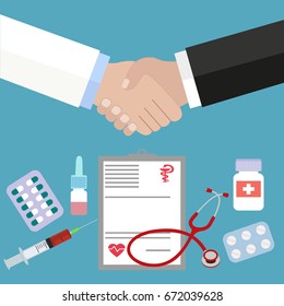 Prescription doctor handshake