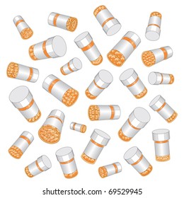 Prescription Drug Bottles is an Illustration of prescription drug or pill bottles at different angles.