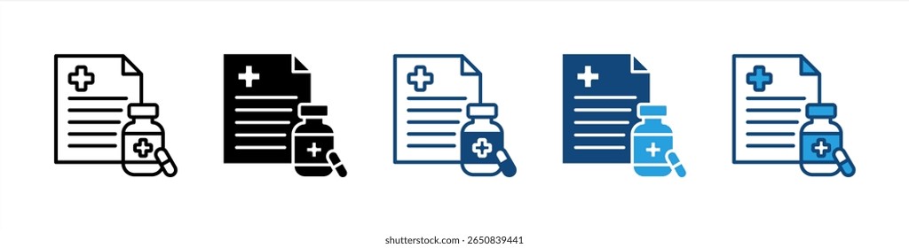 Prescription Drugs icon set multiple style collection