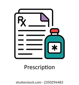 Verschreibung ausgefüllt Outline Icon Design Illustration. Pharmazie-Symbol auf weißem Hintergrund EPS10-Datei