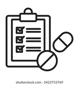 Verschreibungspflichtiges Symbol für flache Linie. Vektorgrafik.