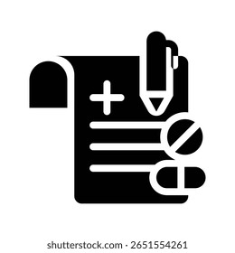 ícone de glifo de prescrição ilustração gráfico vetorial. Elemento simples ilustração vetor gráfico, adequado para aplicativo, sites e apresentações isolados no fundo branco
