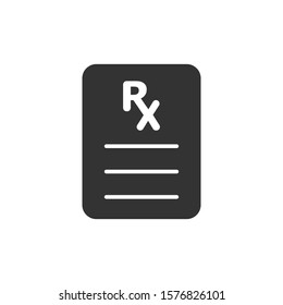 Prescription icon in flat style. Rx document vector illustration on white isolated background. Paper business concept.