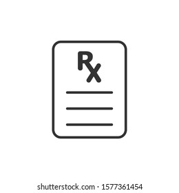 Prescription icon in flat style. Rx document vector illustration on white isolated background. Paper business concept.